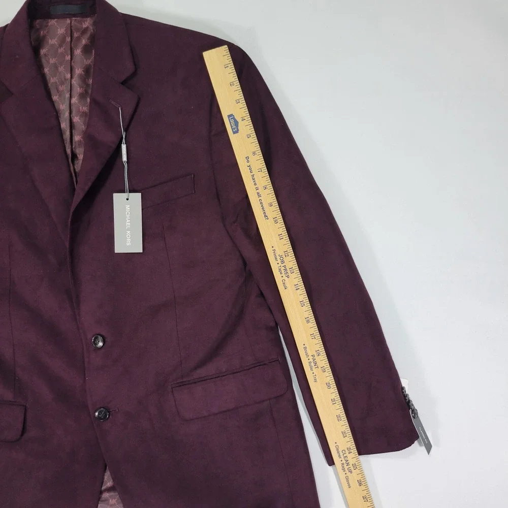 Michael Kors Men's Suede Sport Coat Blazer Two Button KENT Burgundy‎ 42R NEW
